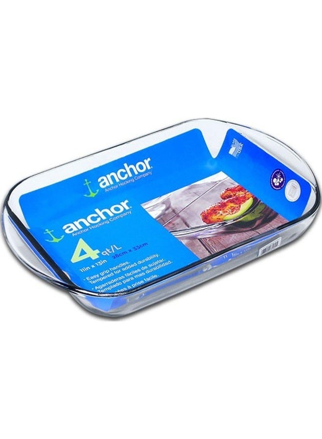 Anchor Hocking طبق خبز زجاجي مقسى من أنكر هوكينغ سعة 3.78 لتر، مقاوم للحرارة، خالي من BPA - Image 2